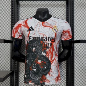 Men's Real Madrid 2025/26 White Black Dragon special edition Jersey Player Version