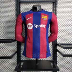 Men's Barcelona 2023/24 Home Player Version Long Sleeves Jersey