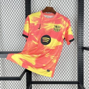Men's Barcelona 2025/26 Orange pre-match training Jersey
