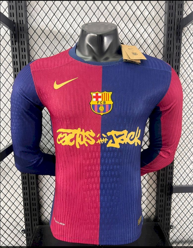 2025050415231239.jpg Mens Barcelona 2024/25 Travis Scott Edition Home Long Sleeves Jersey Player Version - Image 1